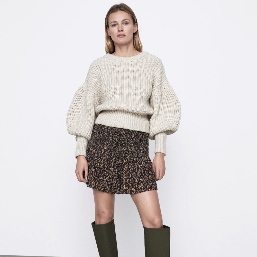 Zara Smocked Mini Skirt, Size Small